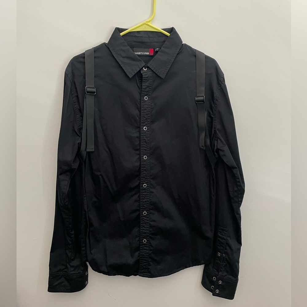 Nasty Pig Black Shirt with Strap Accents